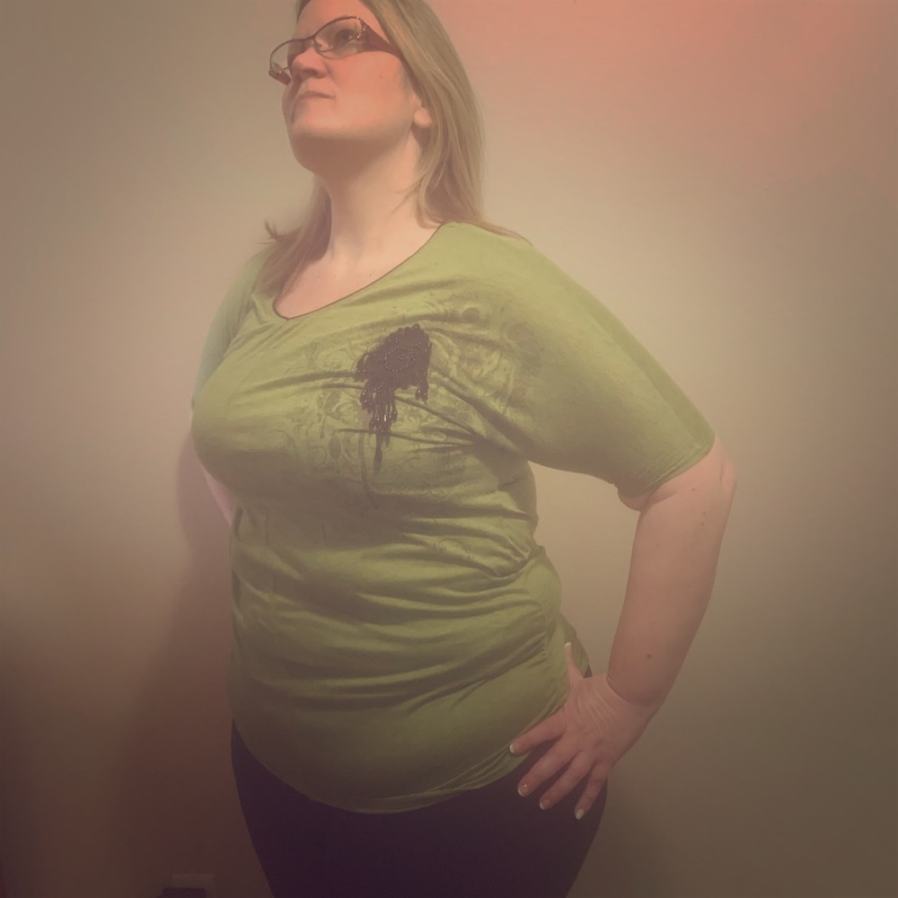 Green graphic T-shirt